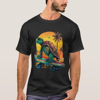 T-shirt Turtle Cat Skateboarding Laughing Beach Cool Turtl