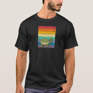 T-shirt Turtle Distressed Vintage Retro Style Rainbow