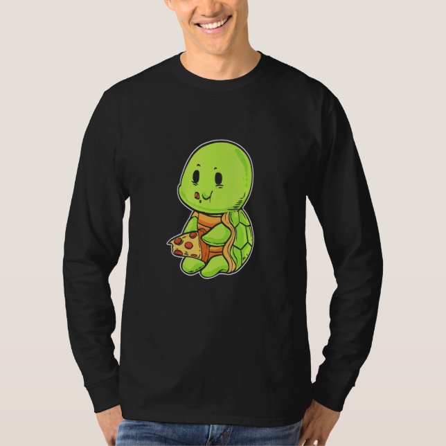 T-shirt Turtle Eats Pizza Foodie (Devant)