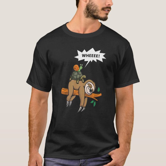 T-shirt Turtle équitation Sloth Lazy Sloths Animal Graphis (Devant)