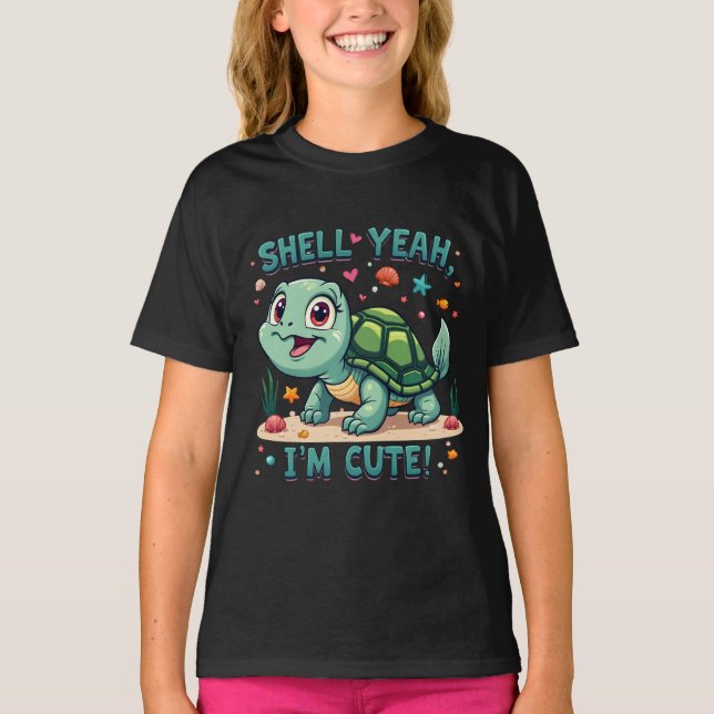 T-shirt Turtle Kawaii mignonne avec jeu amusant Océan (Devant)