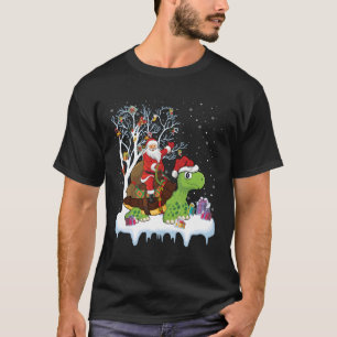 T-shirt Turtle Lover Xmas Don Père Noël Riding Turtle Pour