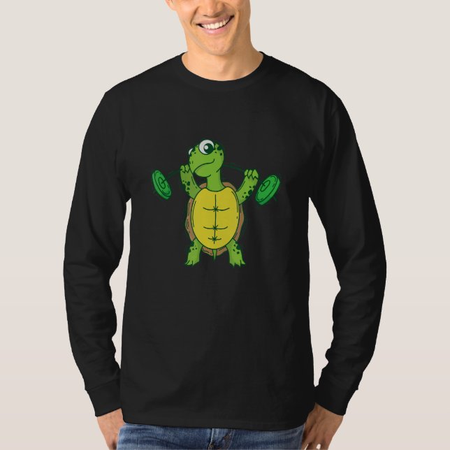 T-shirt Turtle loves Fitness and lifting Weights (Devant)