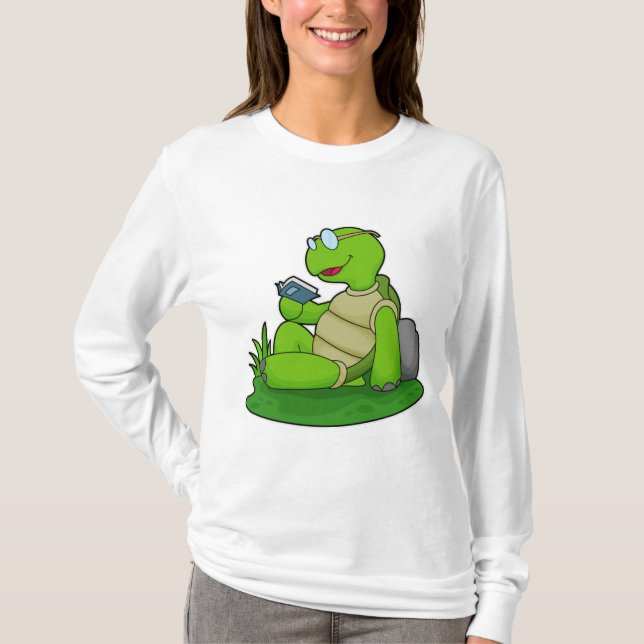 T-shirt Turtle Reading Book (Devant)