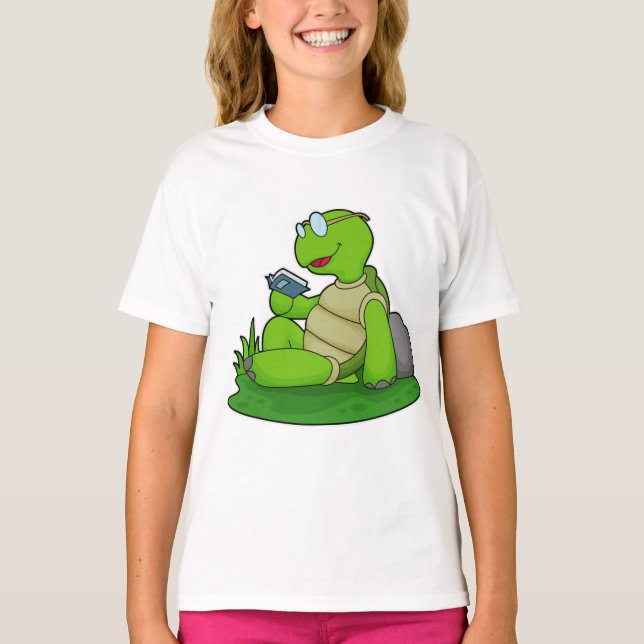 T-shirt Turtle Reading Book (Devant)
