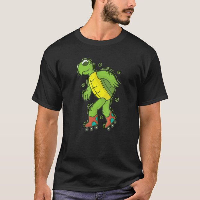 T-shirt Turtle riding Roller Skates Reptile Water (Devant)