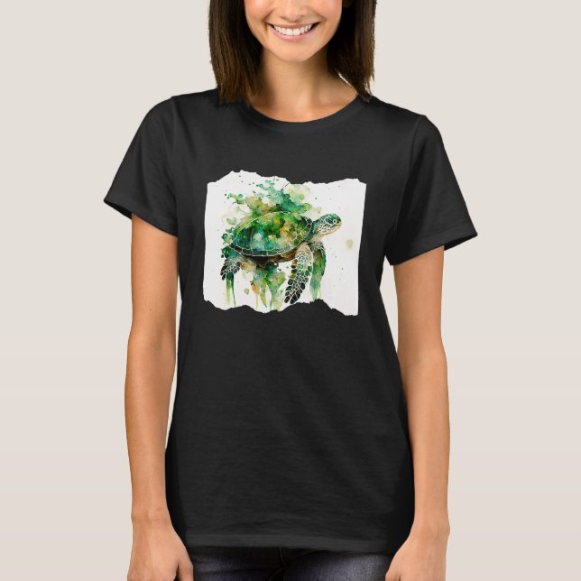 T-shirt Turtle Watercolor Artwork (Devant)
