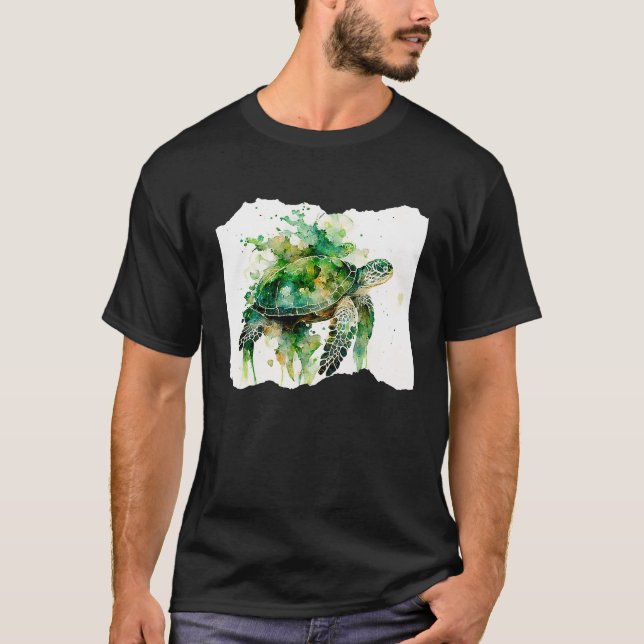 T-shirt Turtle Watercolor Artwork (Devant)