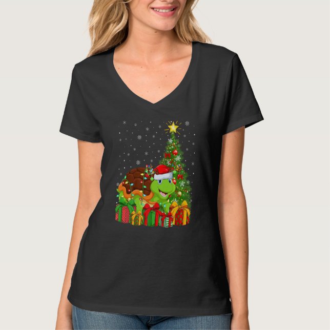 T-shirt Turtle  Xmas Holiday Santa Turtle Christmas Tree (Devant)