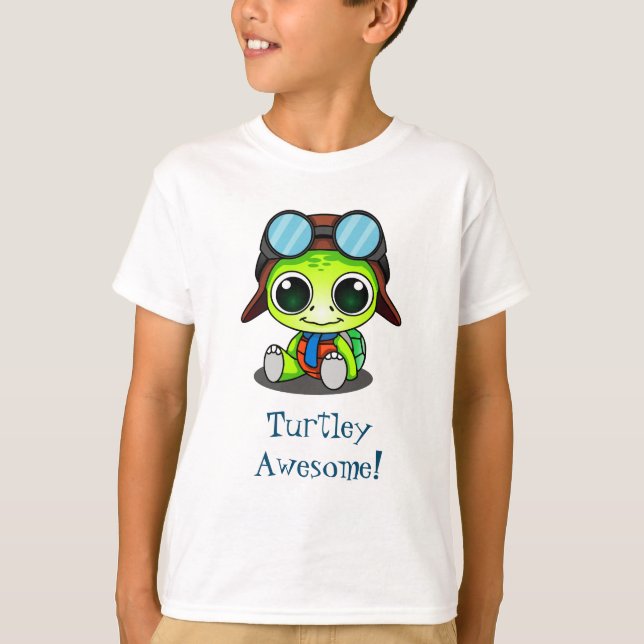 T-shirt Turtley Awesome Cute Cartoon Turtle dans Aviator C (Devant)
