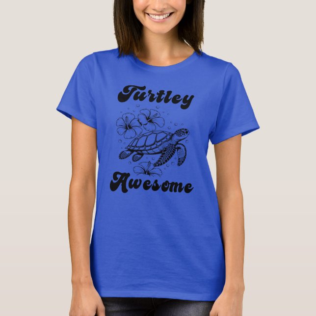 T-shirt Turtley Awesome, Tortue aux fleurs (Devant)