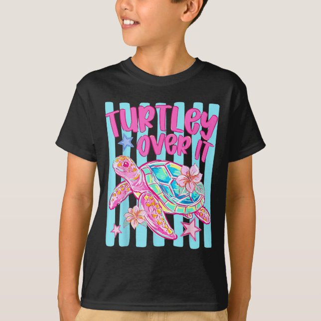 T-shirt Turtley Over It Ed Turtle Turtle Sarcastique Été (Devant)