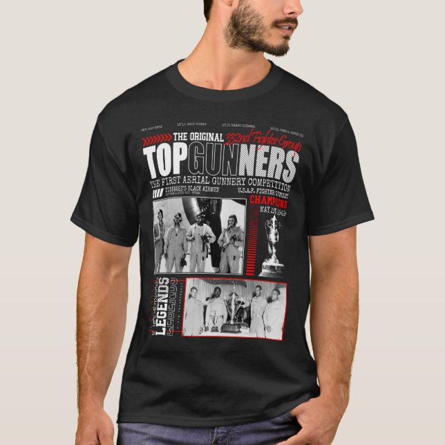 T-shirt Tuskegee's Original Top Gunners Black Airmen 332e (Devant)