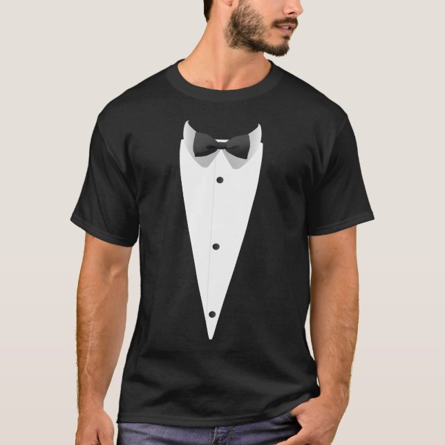 T-shirt Tuxedo avec Bowtie pour Mariages (Devant)