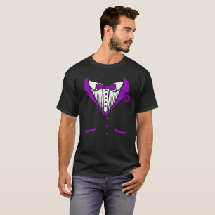 T-Shirt Tuxedo Avec Cravate Bow Violet
