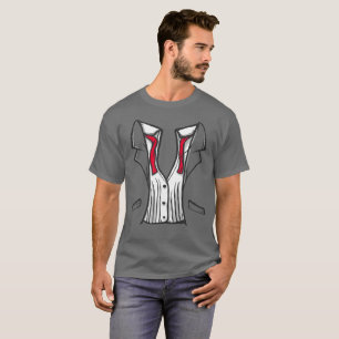 T-Shirt Tuxedo Avec Cravate Rouge