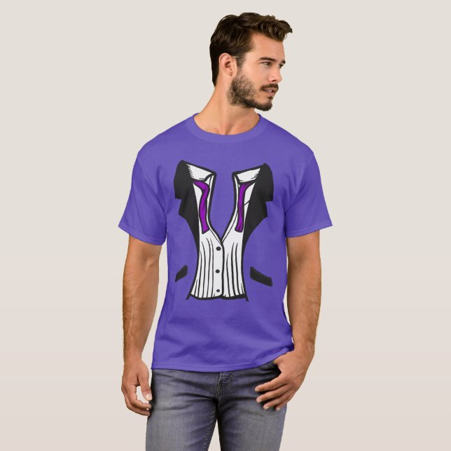 T-Shirt Tuxedo Avec Cravate Violette (Devant entier)