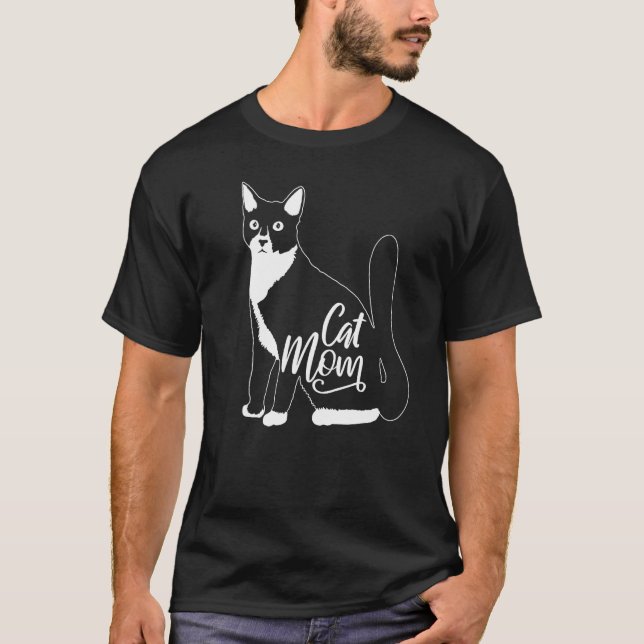 T-shirt Tuxedo Cat  Cat Mom (Devant)