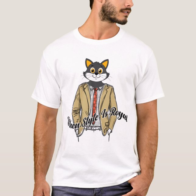 T-shirt Tuxedo Cat Gentleman Royal Style Suit Art (Devant)