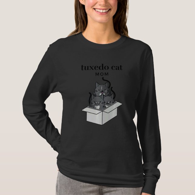 T-shirt Tuxedo Cat Mom Cute (Devant)
