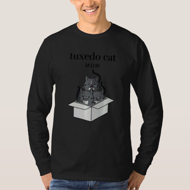 T-shirt Tuxedo Cat Mom Cute (Devant)