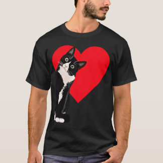 T-shirt Tuxedo Cat Valentine's Day Heart Cat