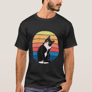 T-shirt Tuxedo Chat Cadeau Couleurs Rétro Pour Amoureux de