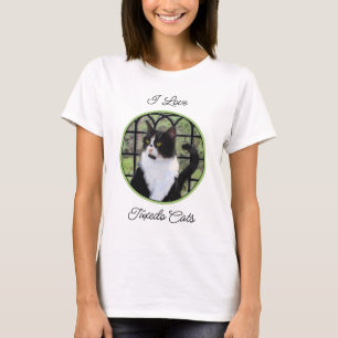 T-shirt Tuxedo Chat dans la peinture de fenêtre Art animal