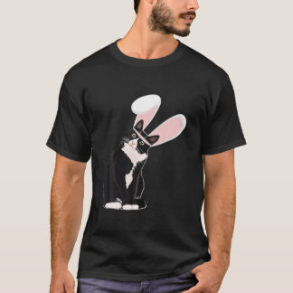 T-shirt Tuxedo Chat Lapin Pâques Avec Oreilles Pyjamas Fem