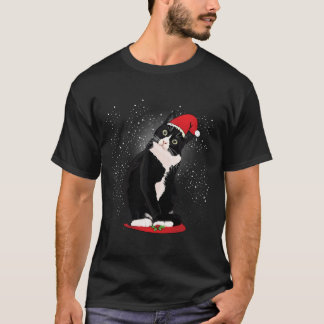 T-shirt Tuxedo Chat Noël Santa Claus Neige hiver Costu
