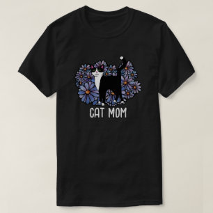 T-shirt Tuxedo Chat Purple Daisies Art