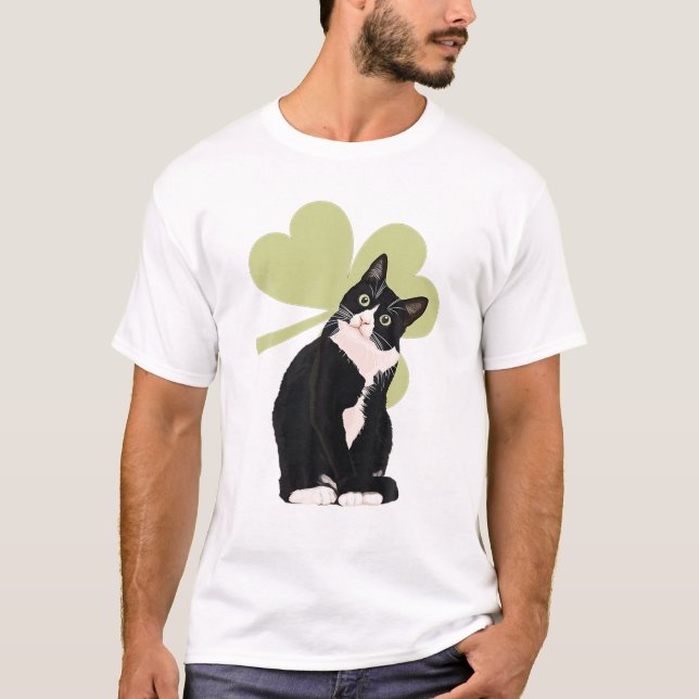 T-shirt Tuxedo Chat Saint Patrick's Paddy's Day Chat Lov (Devant)