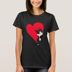 T-shirt Tuxedo Chat Valentine Coeur Kitten