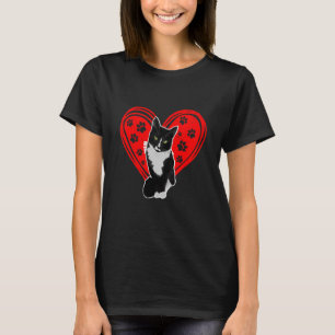 T-shirt Tuxedo Chat Valentine Coeur Paw Pour Kitten Et Cha