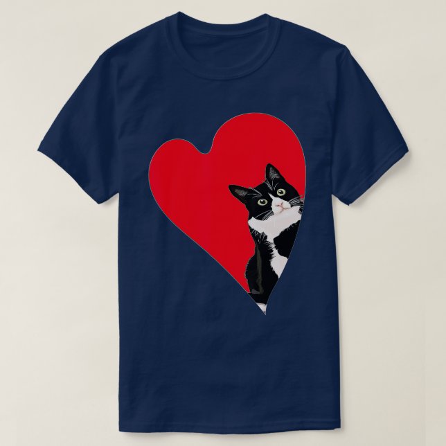 T-shirt Tuxedo Chat Valentine Coeur pour Kitten et animal  (Design devant)