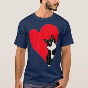 T-shirt Tuxedo Chat Valentine Coeur pour Kitten et animal