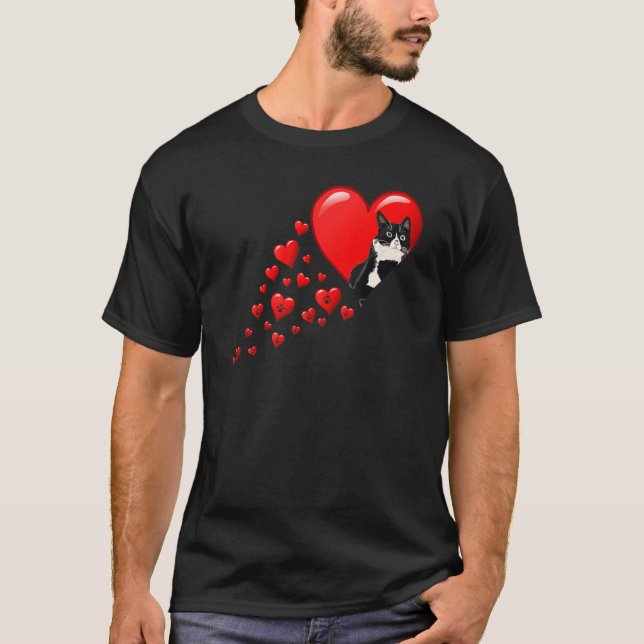 T-shirt Tuxedo Chat Valentines Jour Coeur Pour Kitten Et A (Devant)