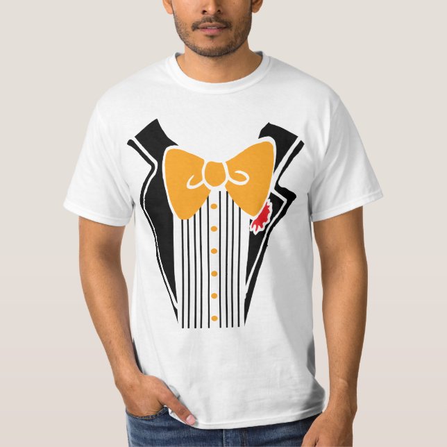 T-shirt Tuxedo - Cravate orange (Devant)
