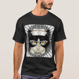 T-Shirt Tuxedo Infirmière Chat