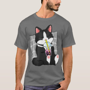 T-shirt Tuxedo Kawaii Neko Chat Boba Bubble Milk Tea pour 