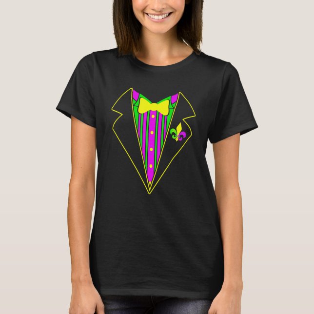 T-shirt Tuxedo Mardi Gras Funny Carnival Festival Party Co (Devant)