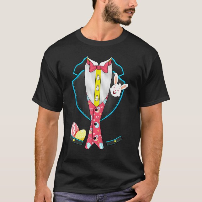 T-shirt Tuxedo Pâques Jour Cute Bunny Eggs Garçons Enfants (Devant)