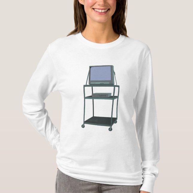 T-shirt TV and VCR cart Classroom 80s 90s Funny School (Devant)