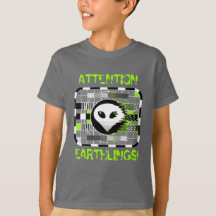 T-shirt Tv crâne 'ATTENTION REGARDS ! ' le gris de base en