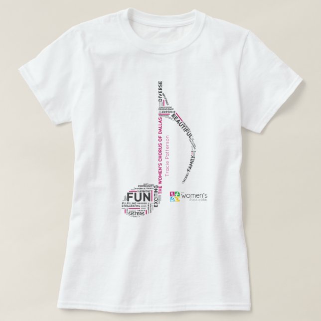 T-shirt TWCD - Mots Note rose (Design devant)