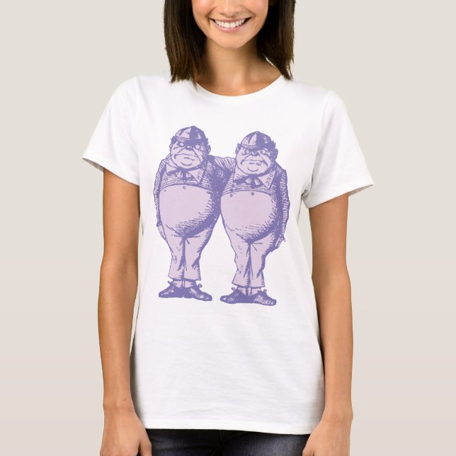 T-shirt Tweedle Dee et Tweedle la lavande encrée par Dum (Devant)