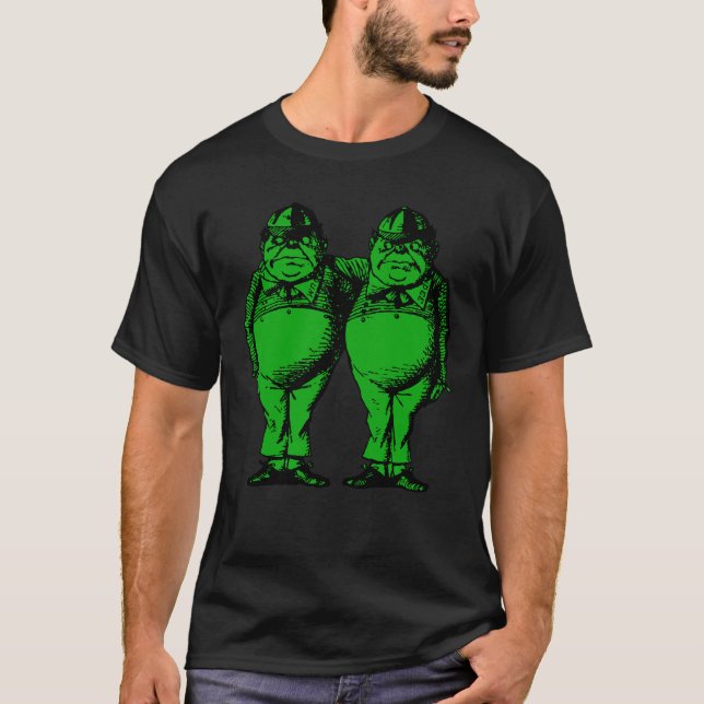 T-shirt Tweedle Dee et Tweedle la suffisance verte encrée (Devant)