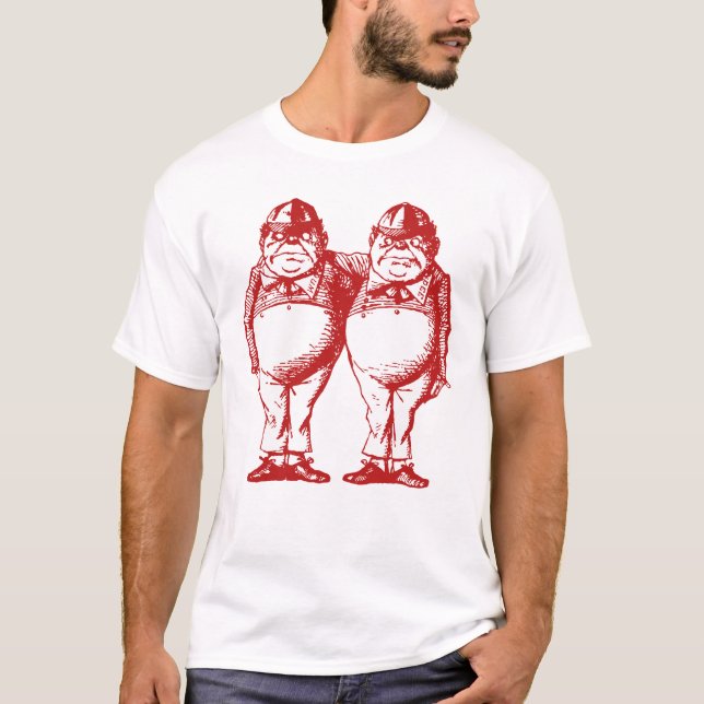 T-shirt Tweedle Dee et Tweedle le rouge encré par Dum (Devant)