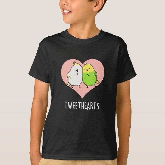 T-shirt Tweethearts Drôle Inséparables Pun Dark BG (Devant)