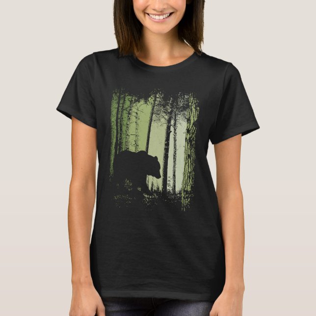 T-shirt Twilight Forest Outdoor Romantic Grizzly Bear Silh (Devant)
